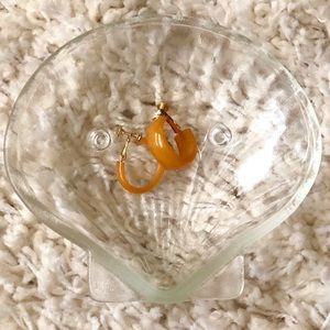 Vintage Amber Coloured Clip-on Hoop Earrings